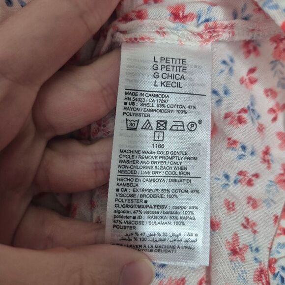 Old Navy Red Floral Waist Defined Flutter Sleeve Mini Dress Size Large Petite - Picture 6 of 6